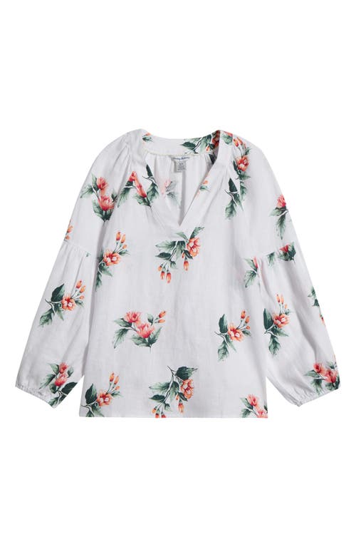 Tommy Bahama Florentina Flourish Linen Popover Top In White