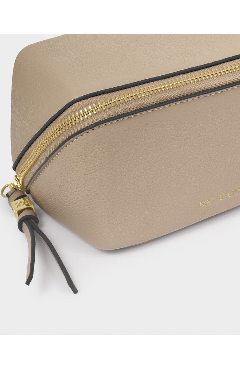 Katie Loxton Fold-Out Mirror Makeup Bag in Light Taupe, Alternate, color, Light Taupe