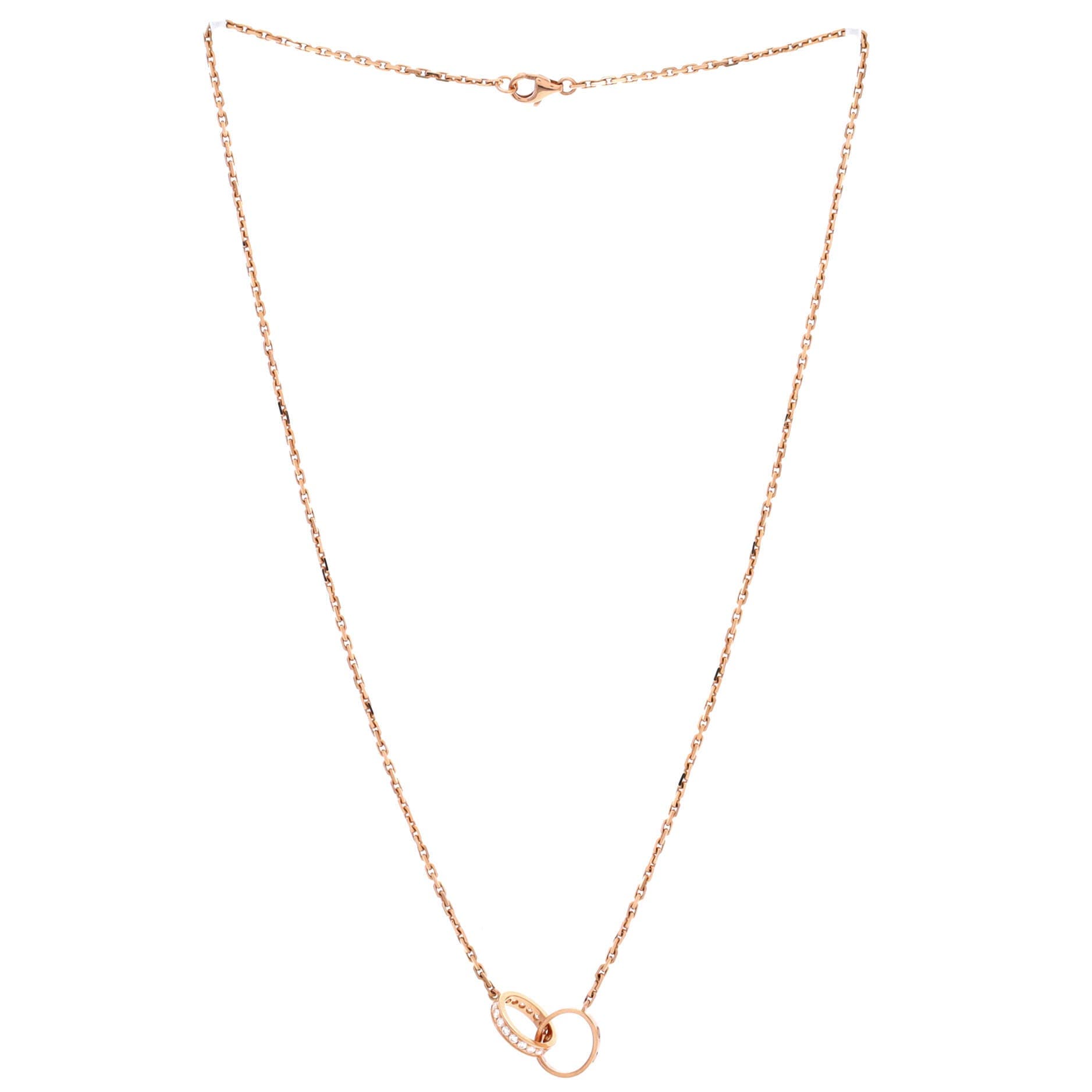 Love Interlocking Necklace 18K Rose Gold with Diamonds, Alternate, color, Metallic Gold