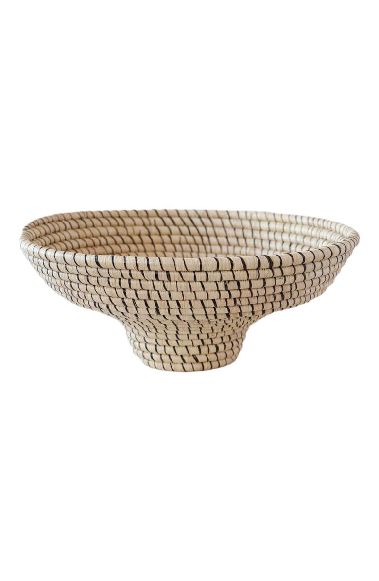 indego africa Raffia Pedestal Basket, Main, color, Natural And Black
