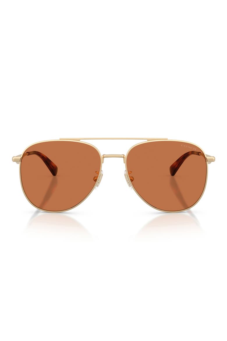 58mm Pilot Sunglasses, Main, color, SATIN LIGHT GOLD / AMBER SOLID