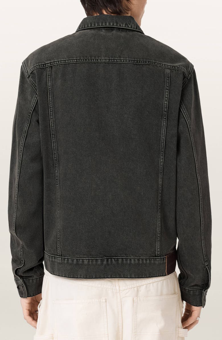 AllSaints Brightmore Zip Denim Jacket, Alternate, color, Dirty Black