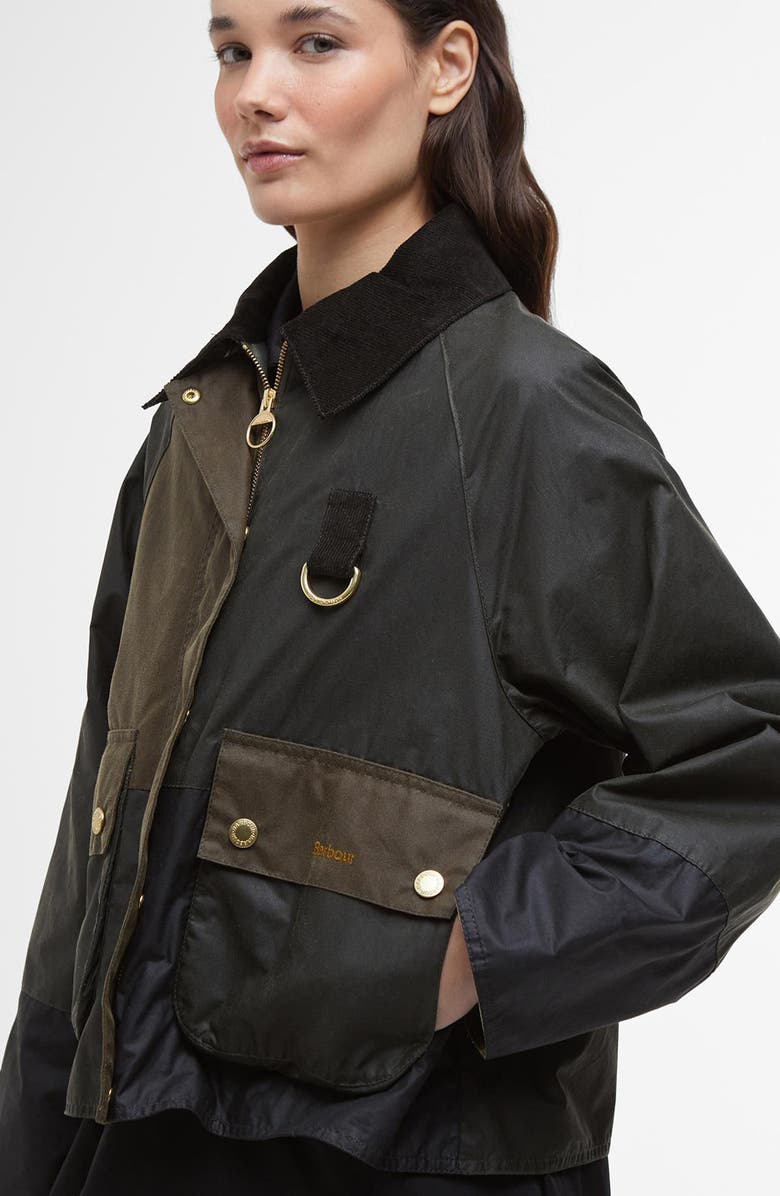 Barbour Alma Colorblock Waxed Cotton Jacket, Alternate, color, 