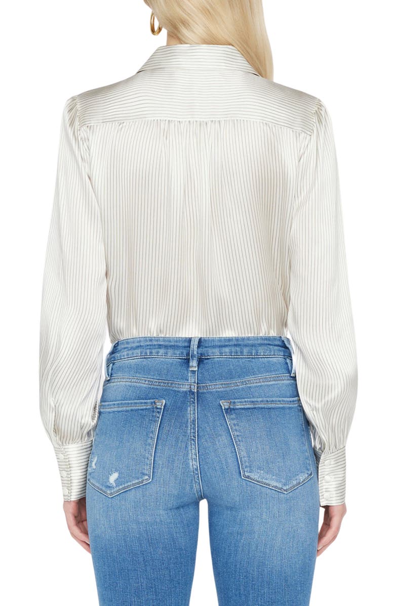 FRAME Pinstripe Silk Blouse, Alternate, color,