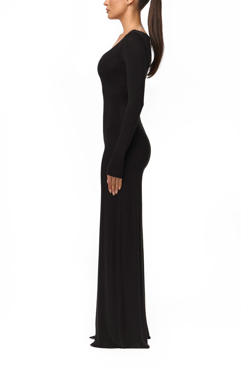 Naked Wardrobe Smooth Scoop Neck Long Sleeve Jumpsuit, Alternate, color, Black