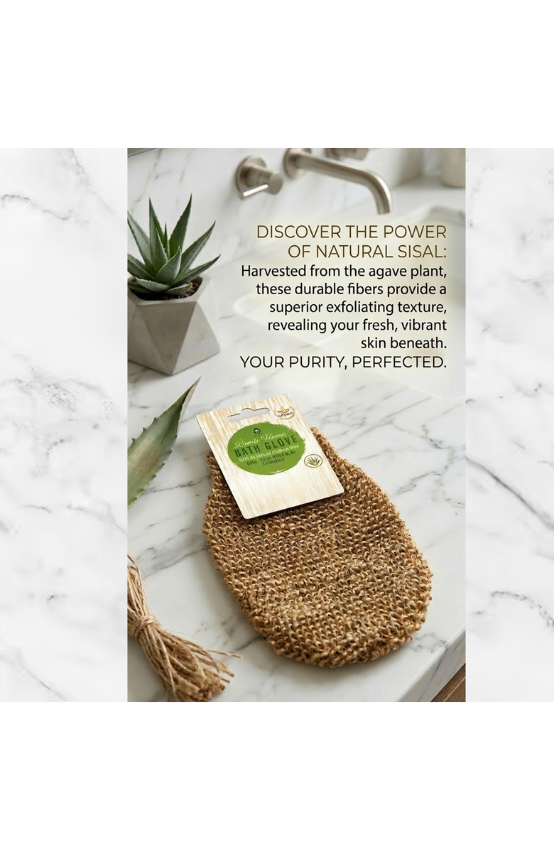 PURSONIC Eco-Friendly Glow Set Bath Brush & Sisal Hemp Gloves, Alternate, color, Beige