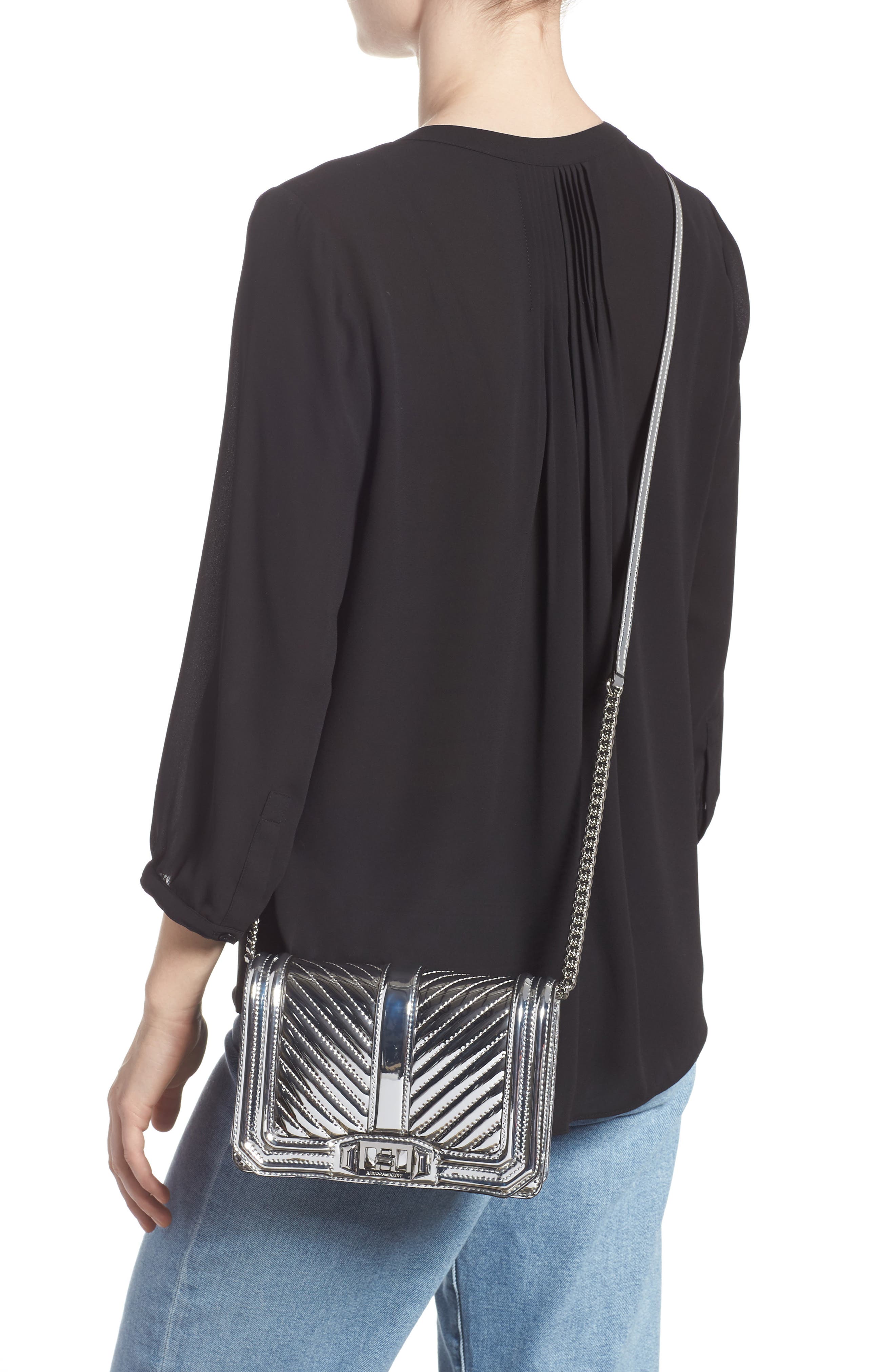 Rebecca Minkoff Small Love Quilted Metallic Crossbody, Alternate, color, 