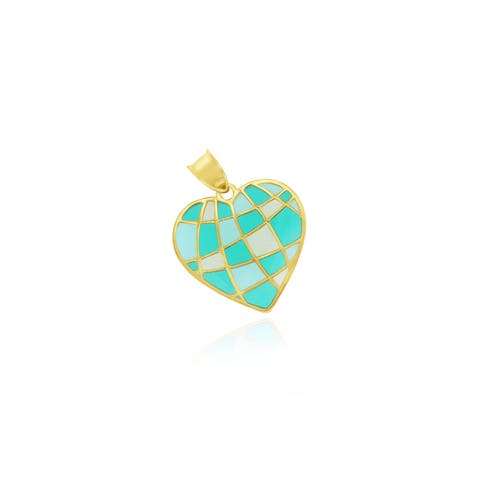 Teal Enamel Heart Charm