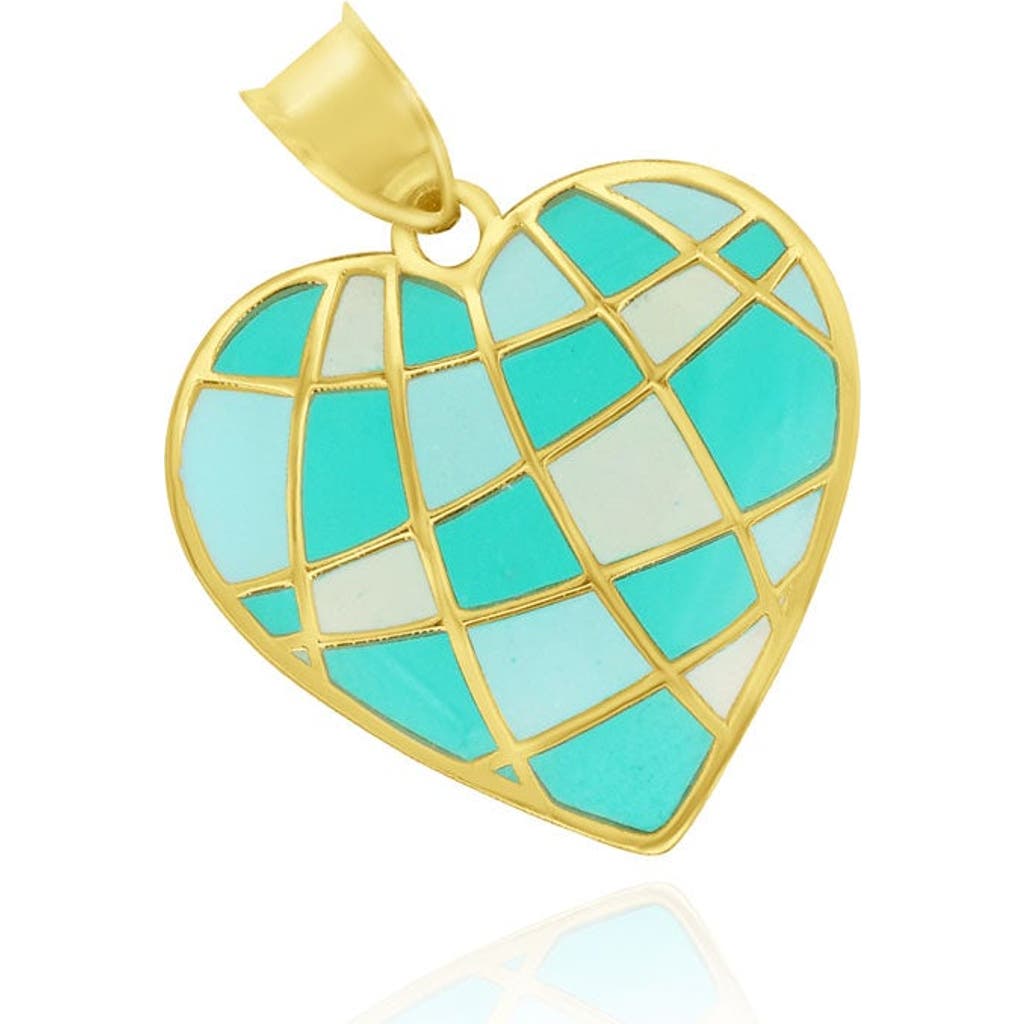 The Lovery Fine Jewelry Teal Enamel Heart Charm In Blue