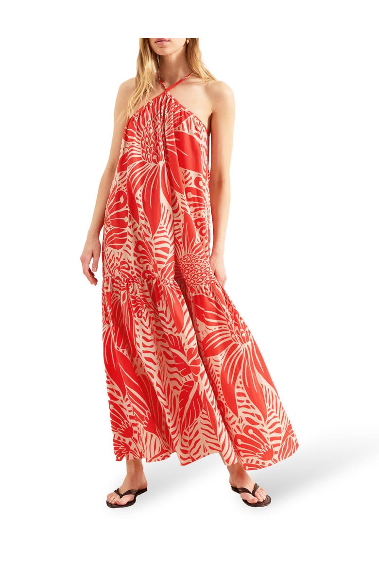 Ro&Zo Floral Halter Neck Dress, Alternate, color, Red