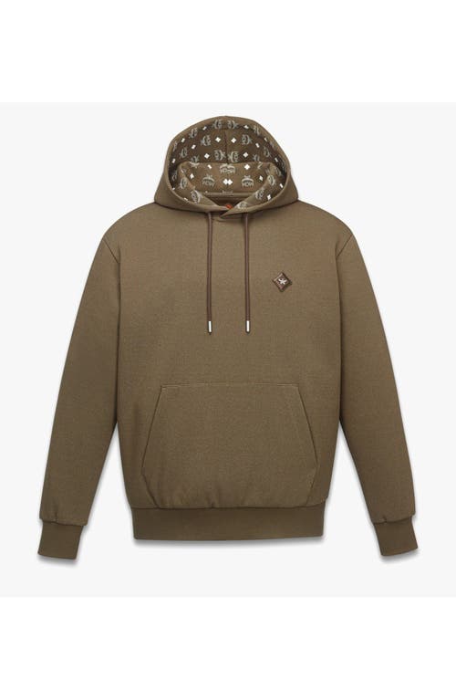 Mcm Essential Logo Patch Ponte Hoodie In Brown
