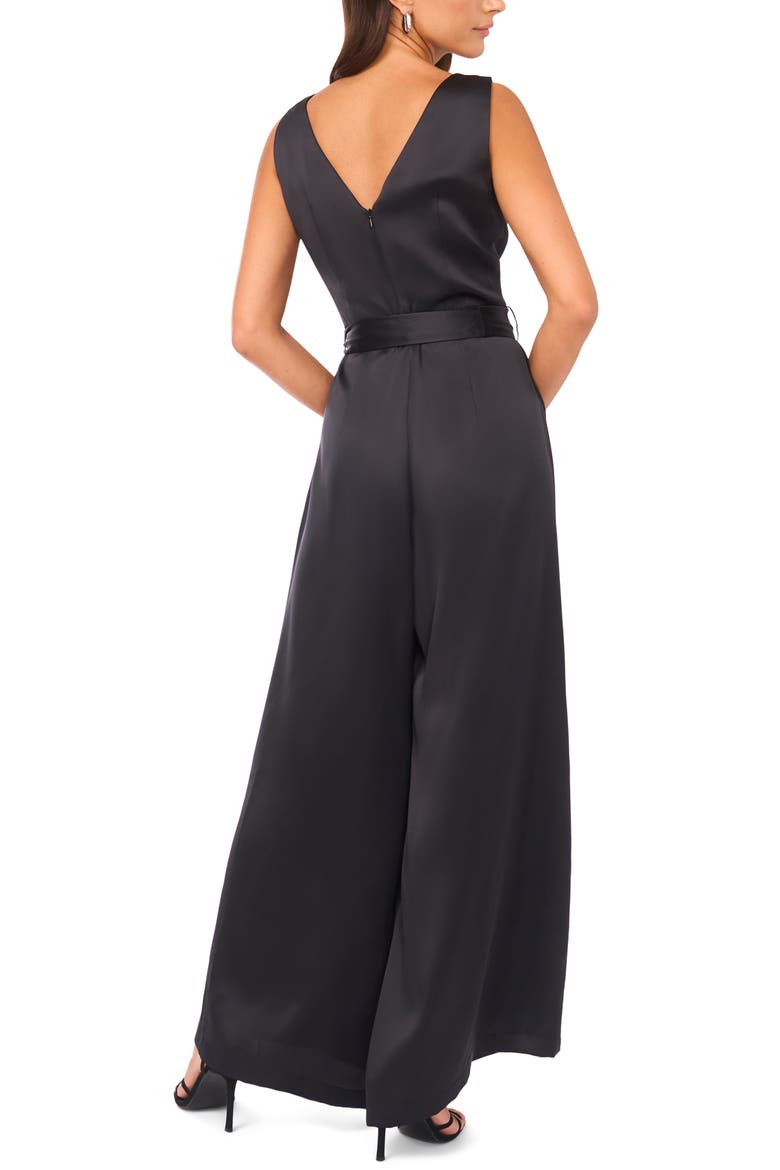 Tie Waist Wide Leg Jumpsuit, Alternate, color, RICH BLACK