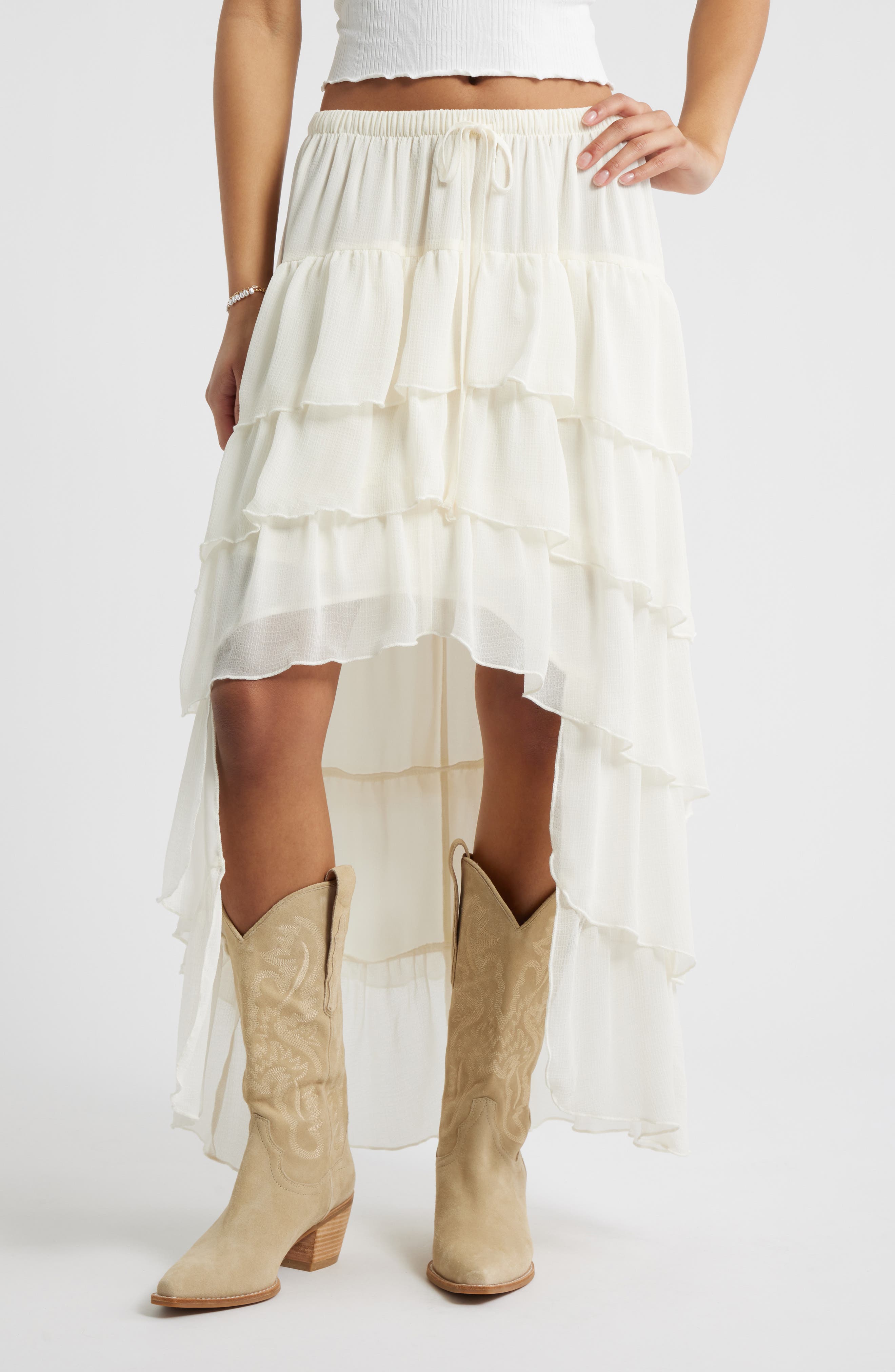 Tiered High-Low Maxi Skirt - image 3