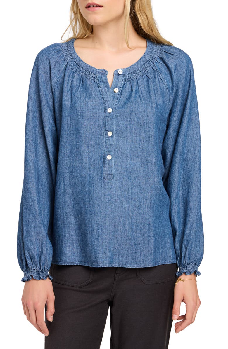 Faherty The Tried and True Odette Denim Top, Main, color, Dark Rain Wash