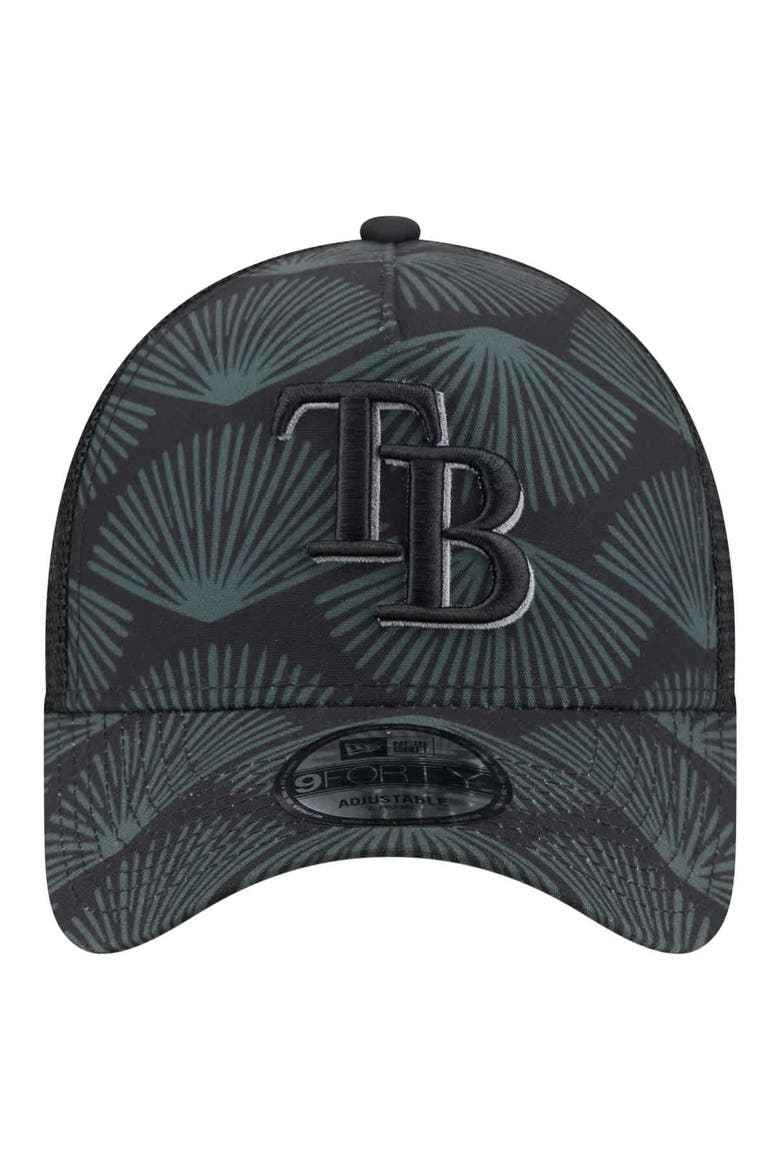 Men's New Era  Black Tampa Bay Rays 9FORTY A-Frame Trucker Adjustable Hat, Alternate, color, Black