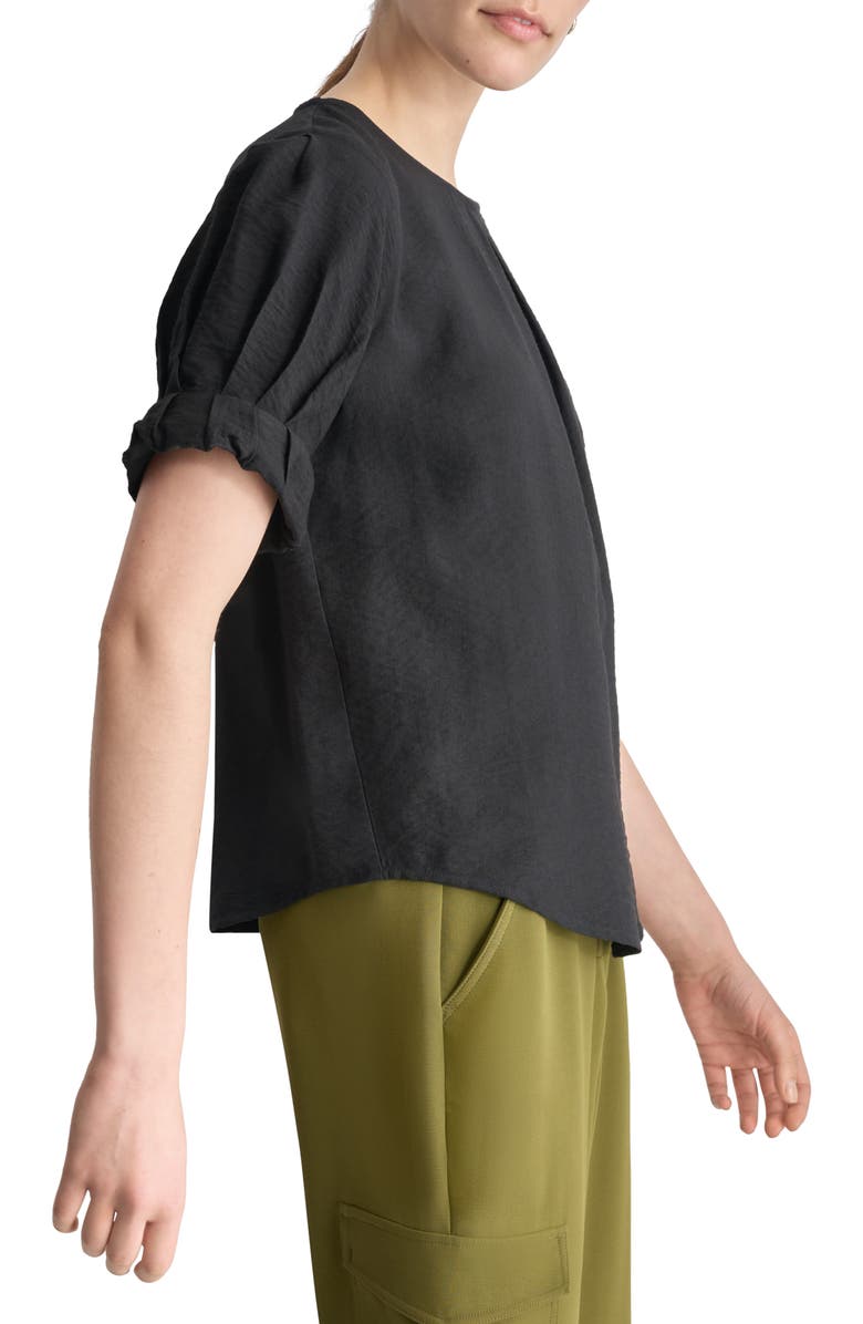 DKNY Crinkle Texture Short Sleeve Top, Alternate, color, Black