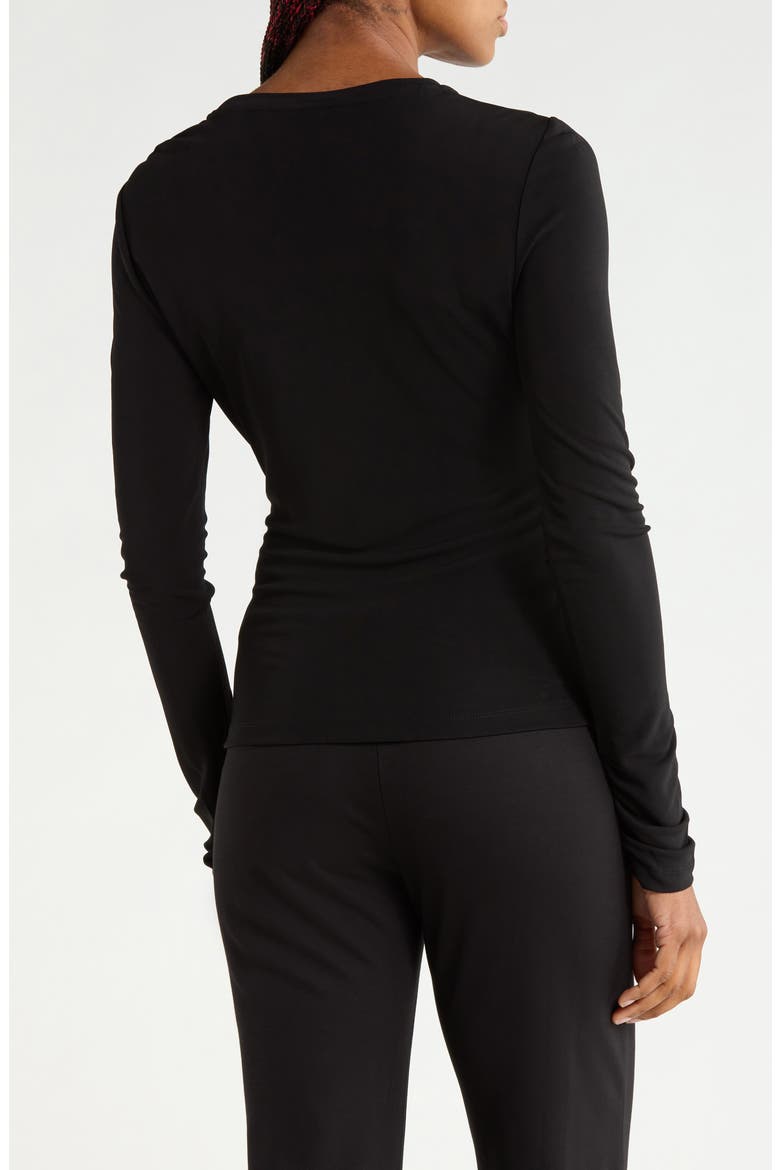Ruched Long Sleeve Top, Alternate, color, BLACK