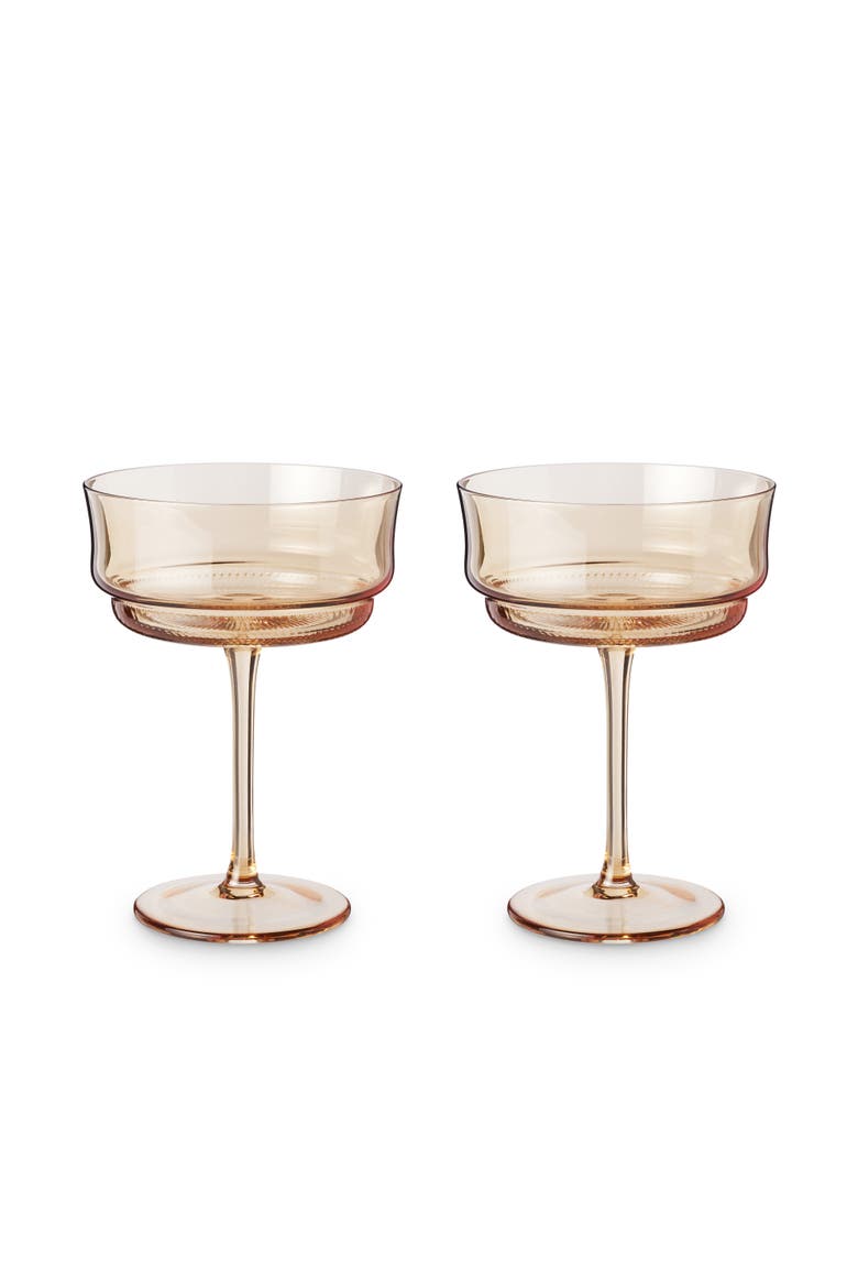 Tulip Coupe Glasses in Amber Set of 2, Alternate, color, Copper