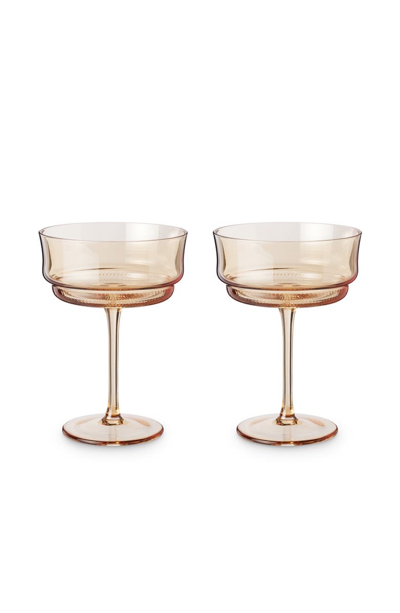 TWINE Tulip Coupe Glasses in Amber Set of 2, Alternate, color, Copper