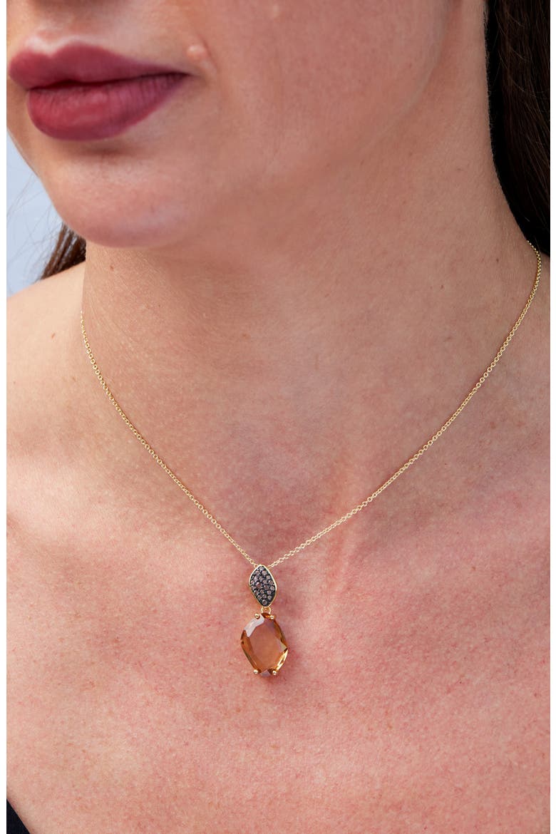 Carved Stone Pav9 Pendant Necklace, Alternate, color, YELLOW GOLD