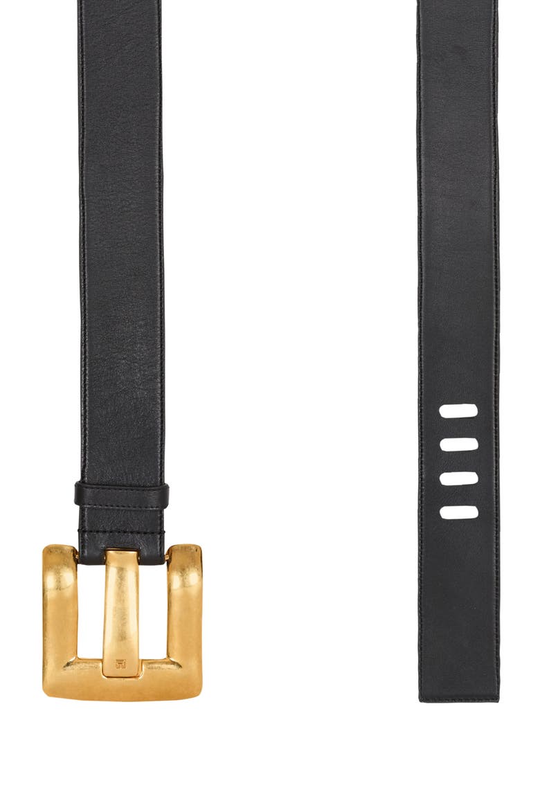 Large Anthem calfskin leather belt, Alternate, color, black