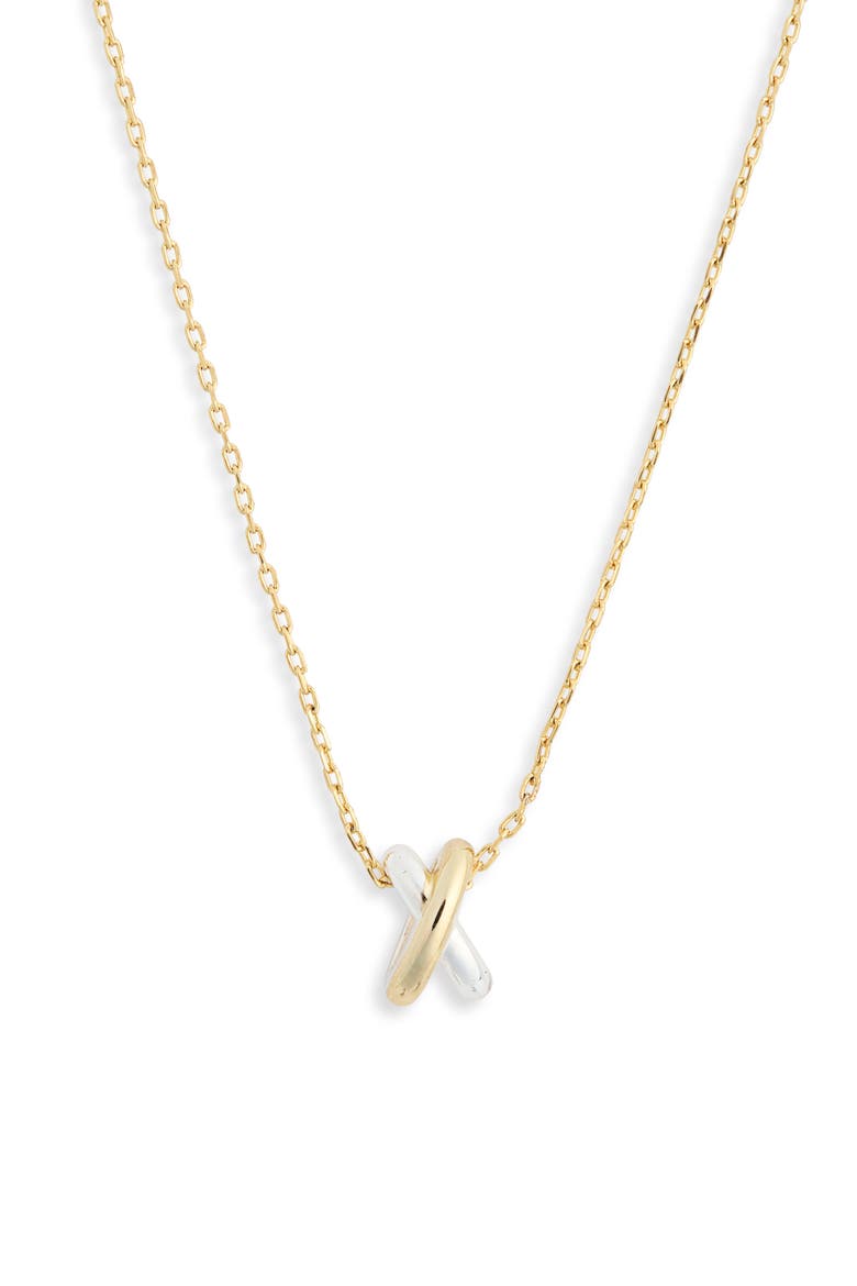 Two-Tone Cross Pendant Necklace, Alternate, color, GOLD/ SILVER
