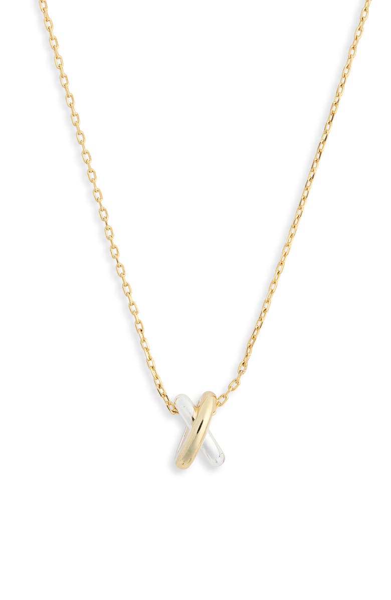 Argento Vivo Sterling Silver Two-Tone Cross Pendant Necklace, Alternate, color, Gold/ Silver