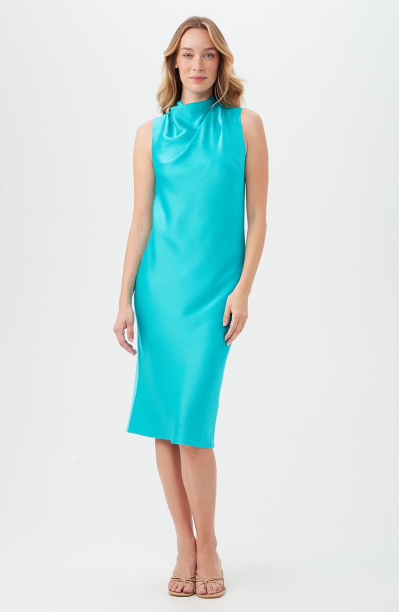 Trina Turk Ulani Cowl Neck Sleeveless Shift Dress, Alternate, color, Oceano