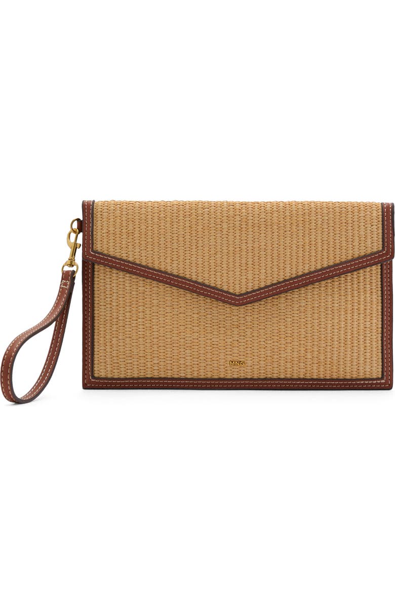 MANGO Raffia Clutch, Main, color,