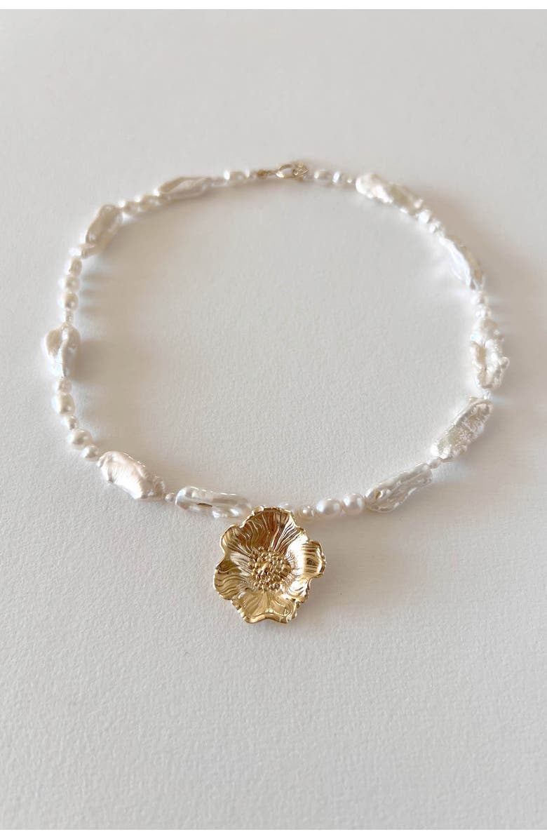 Astor & Orion Poppy Pearl Necklace, Alternate, color, Gold