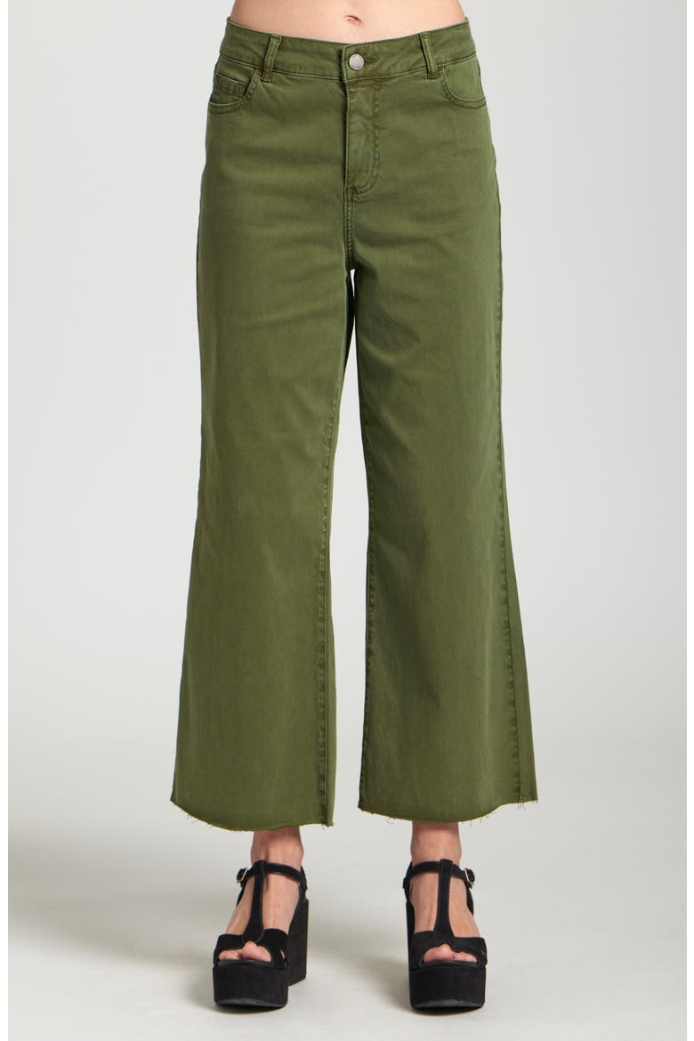 Crop Raw Hem Wide Leg Jeans, Main, color, OLIVE