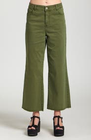 APNY Crop Raw Hem Wide Leg Jeans