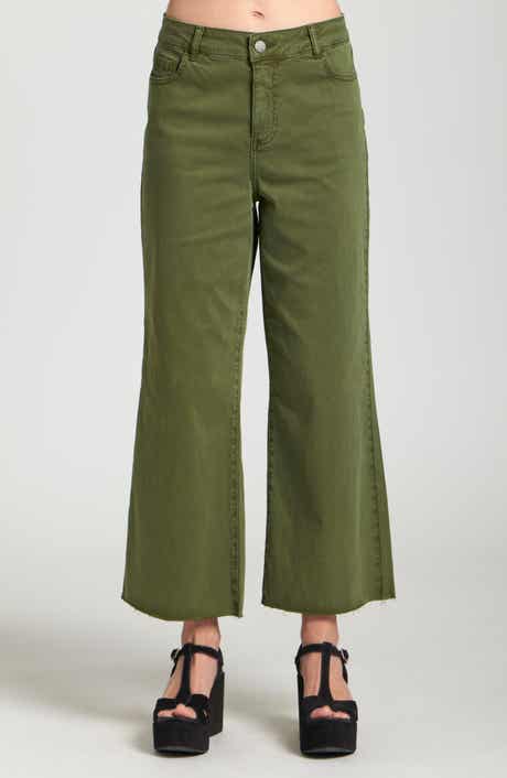 Crop Raw Hem Wide Leg Jeans