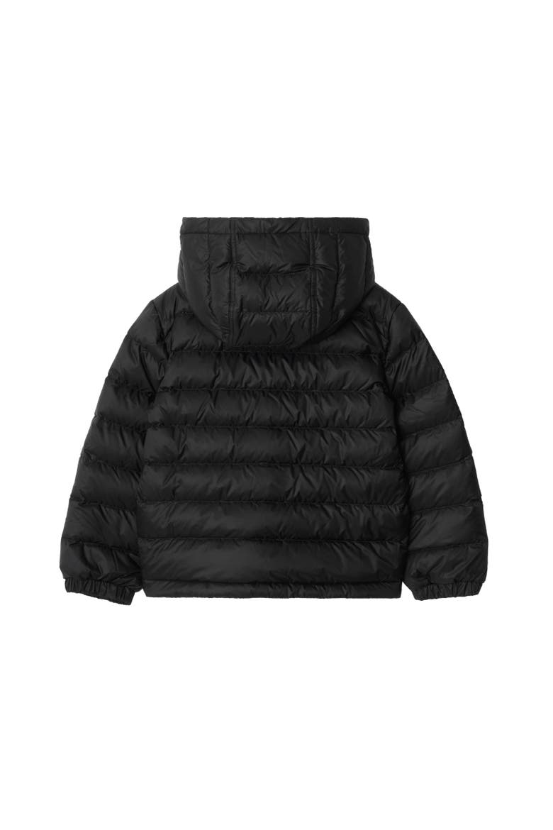 Checker-tape Nylon Hooded Puffer Jacket, Alternate, color, Black
