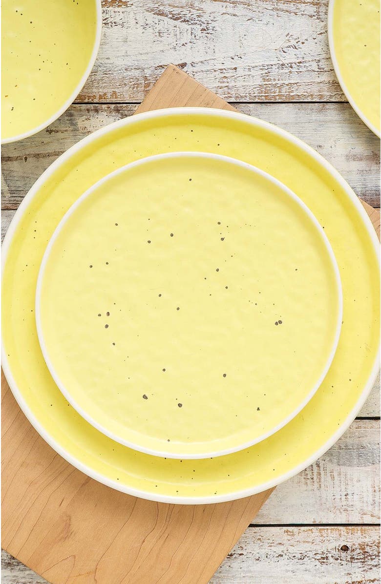 Stone Lain Elena Stoneware 4-Piece Dinner Plate Set, Alternate, color, Yellow