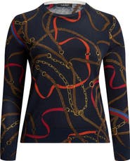 Lauren Ralph Lauren Belting Print Cotton Blend Sweater
