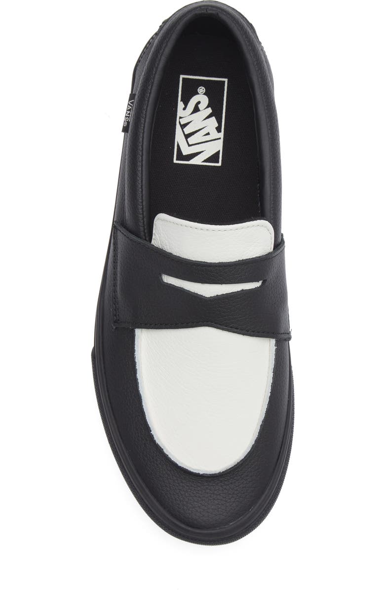 Vans Two-Tone Leather Penny Loafer, Alternate, color, Leather Black/Marshmallow