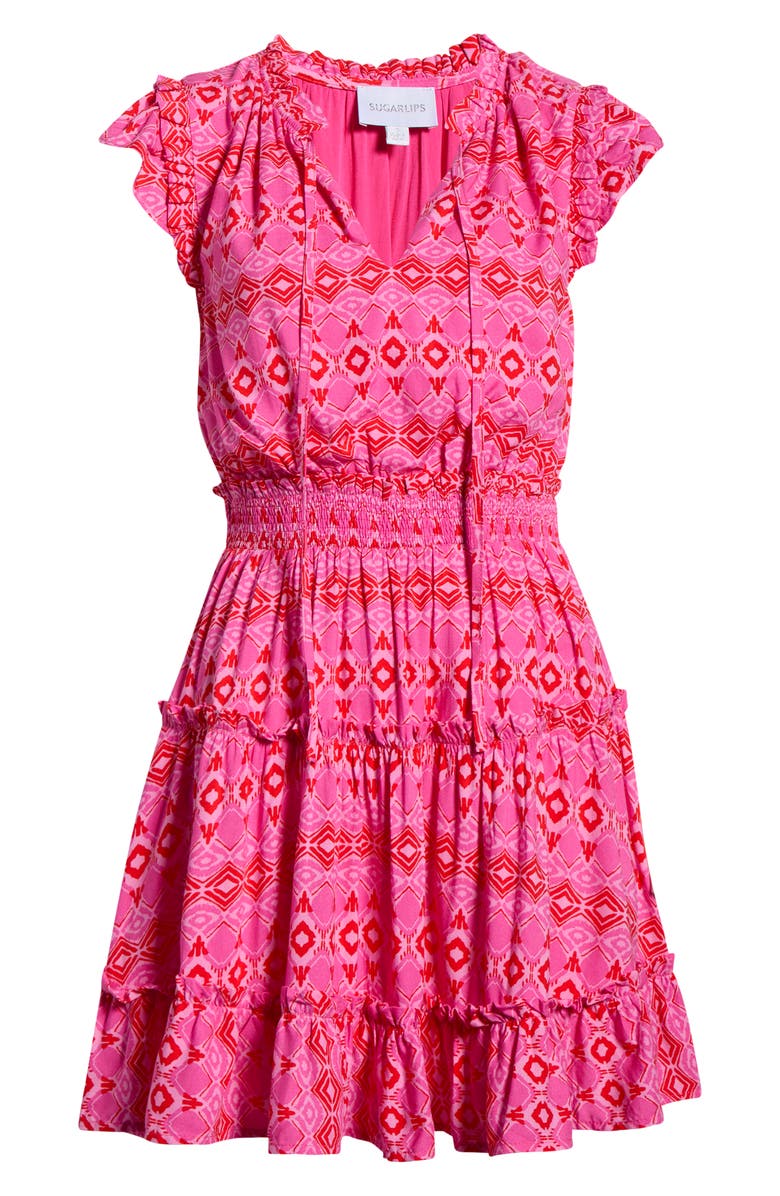 SUGARLIPS Mirany Ikat Toledo Tiered Minidress, Alternate, color, 