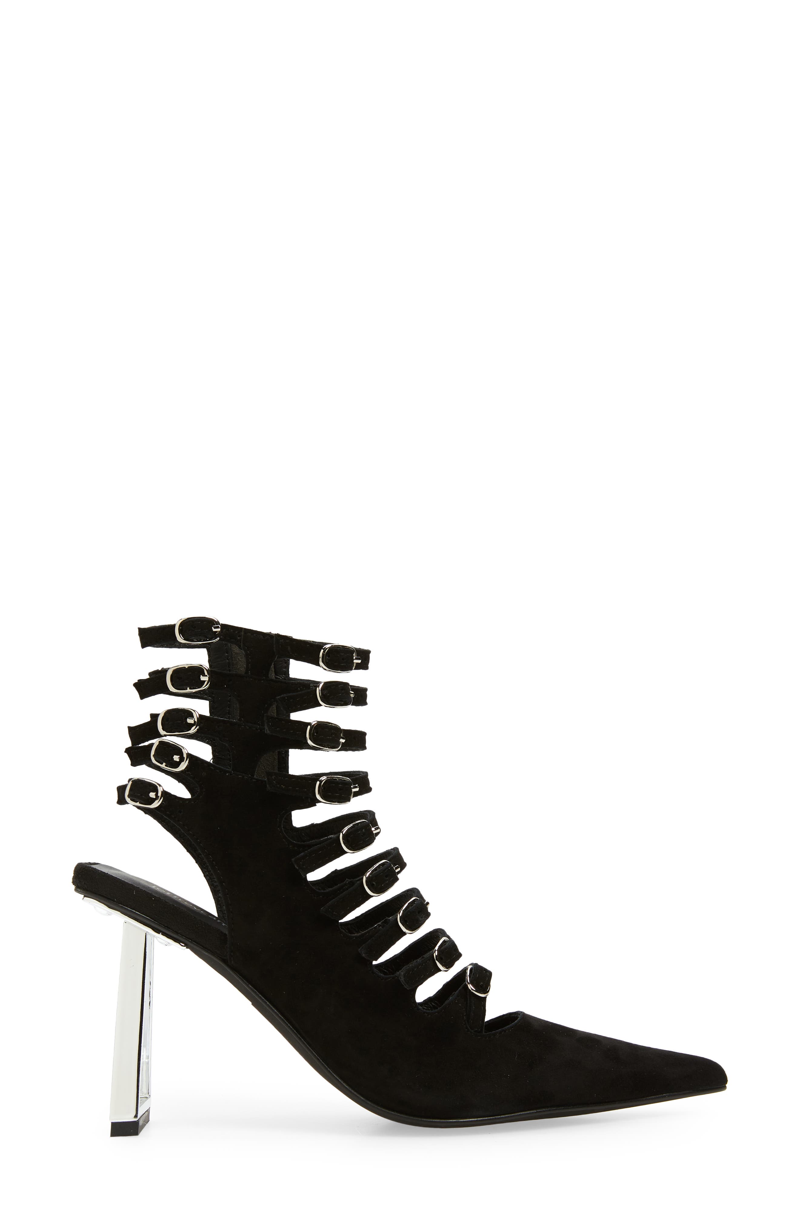 Jeffrey Campbell Cage Buckle Strap Pointed Toe Bootie, Alternate, color, 