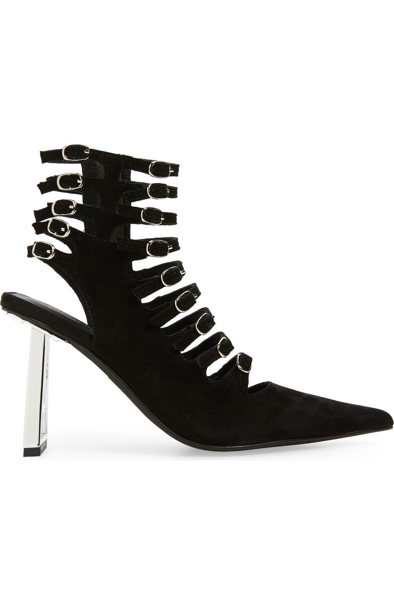 Jeffrey Campbell Cage Buckle Strap Pointed Toe Bootie, Alternate, color,