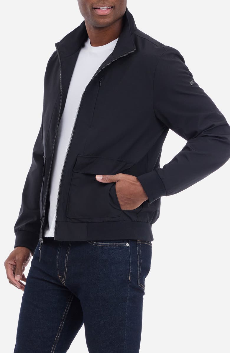 Michael Kors Rib Hem Zip Softshell Jacket, Alternate, color, Black