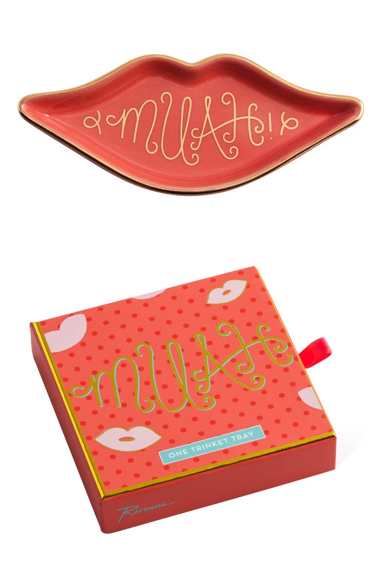 Rosanna Lips/Muah Porcelain Trinket Tray, Main, color, 