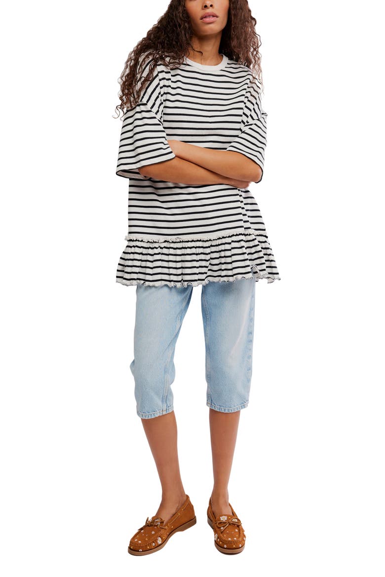 Why Yes Stripe T-Shirt, Alternate, color, BLACK AND WHITE COMB