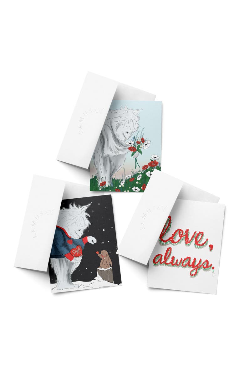 Love/Valentine's Assorted Greeting Card Pack (3ct) "Yeti Flowers, Yeti Gift Love, Tulips", Main, color, Multi-Pack