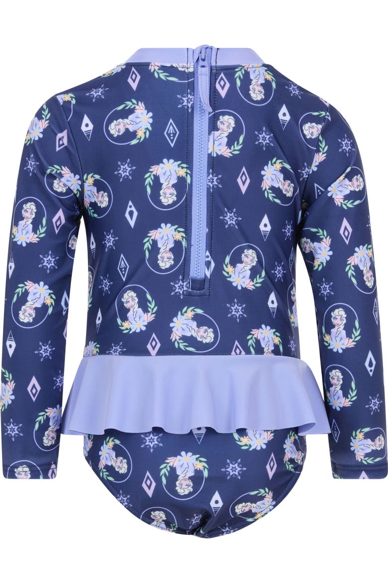 Frozen Queen Elsa One Piece Swimwear, Alternate, color, Navy Elsa Snowflake