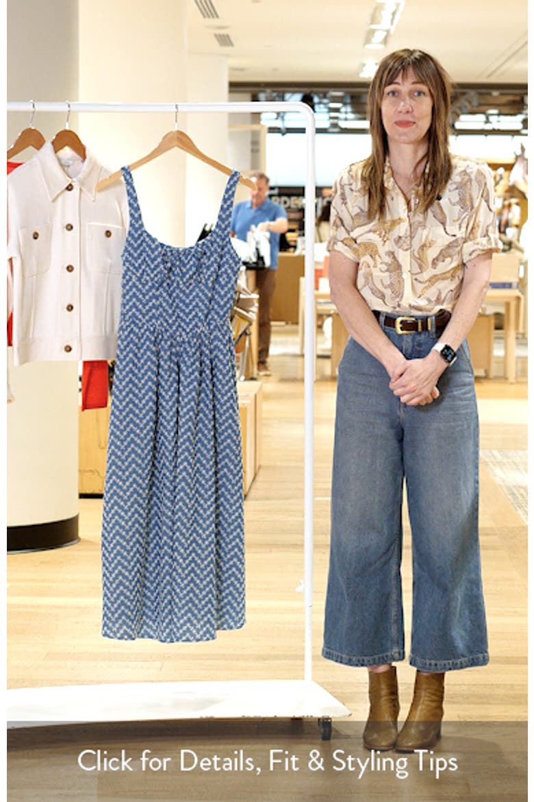 Embroidered Cotton Blend Denim Midi Dress video