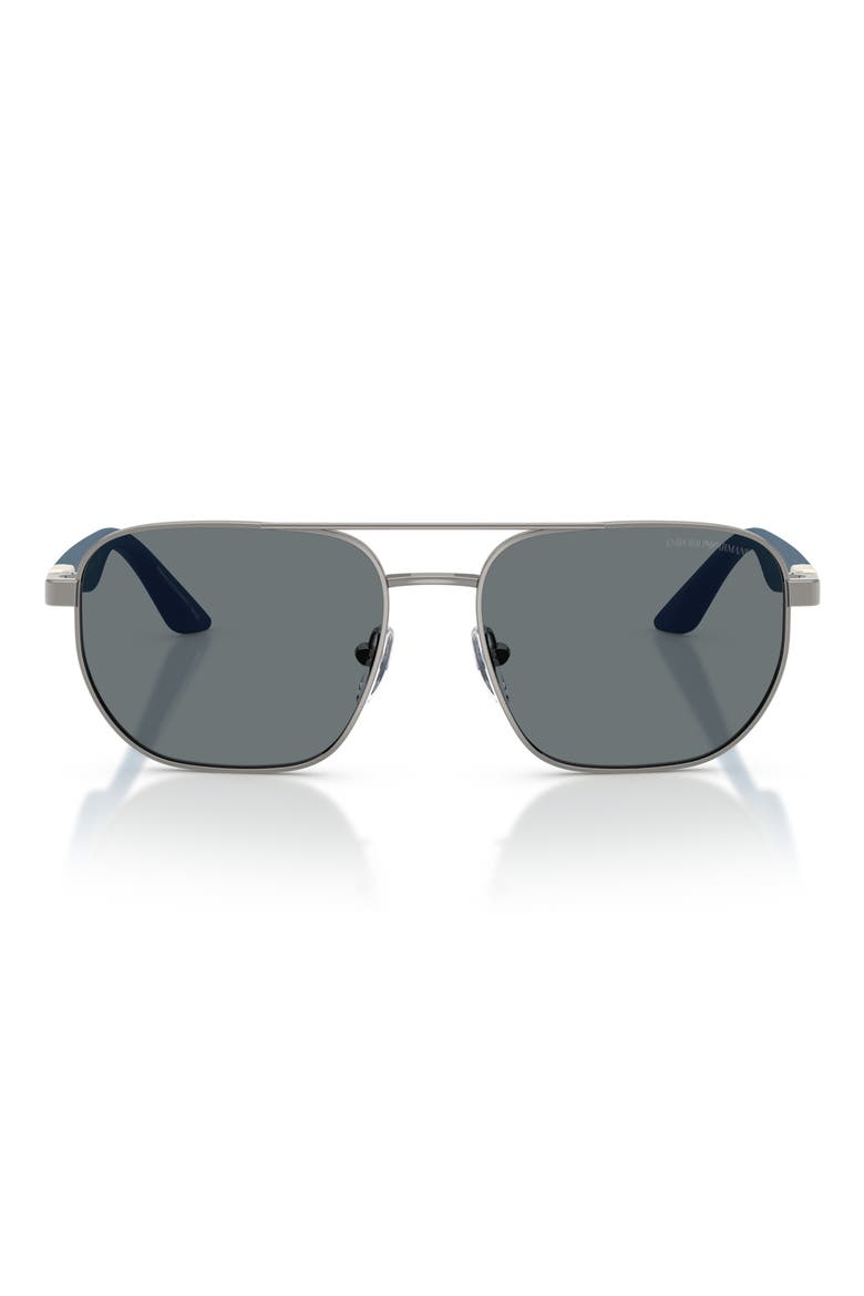 Kids' 51mm Square Sunglasses, Main, color, SHINY GUNMETAL / DARK BLUE