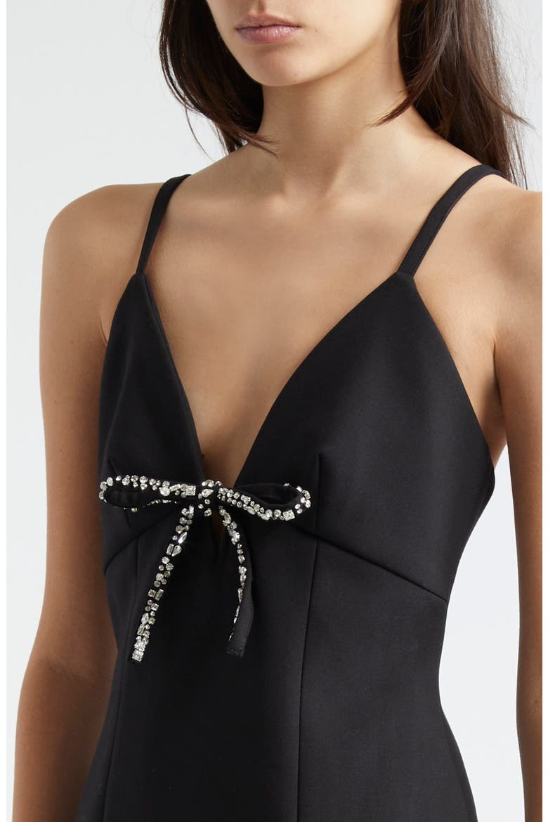 Adele Embellished Bow Minidress, Alternate, color, BLACK