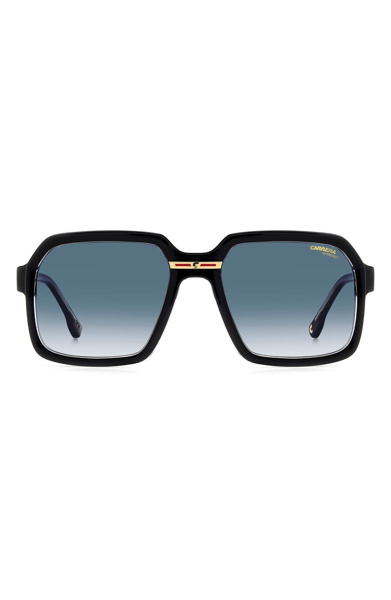 Carrera Eyewear 56mm Victory 08 Square Sunglasses, Main, color, Black Crystal/ Dark Blue Sf