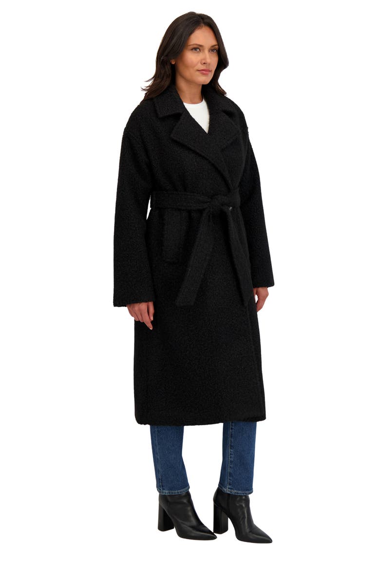 Sebby Bouclé Longline Coat, Alternate, color, Black